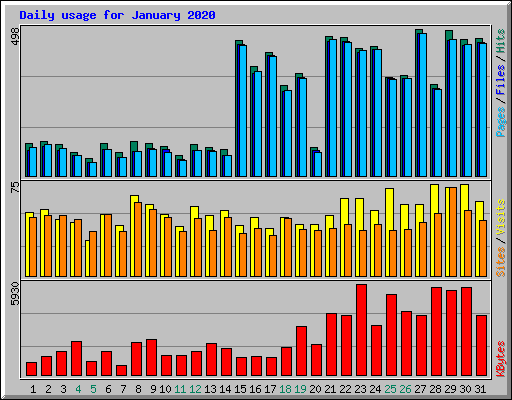 Daily usage for January 2020