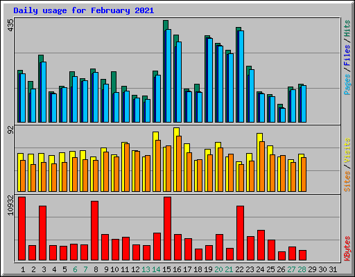 Daily usage for February 2021