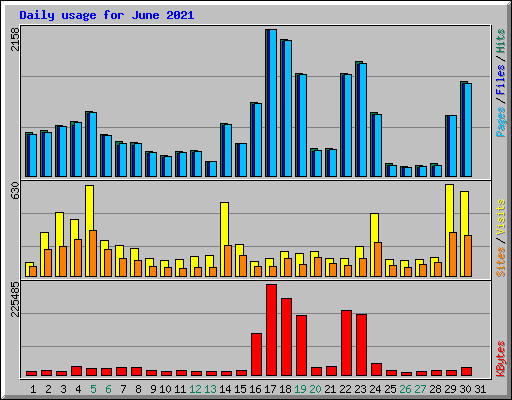 Daily usage for June 2021