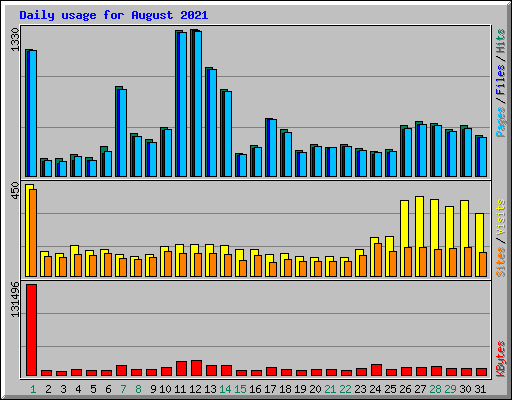 Daily usage for August 2021