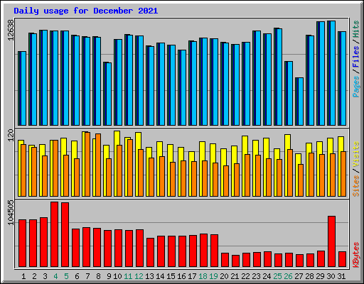 Daily usage for December 2021