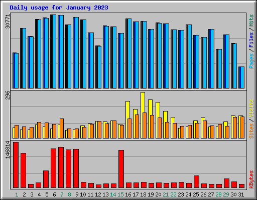 Daily usage for January 2023