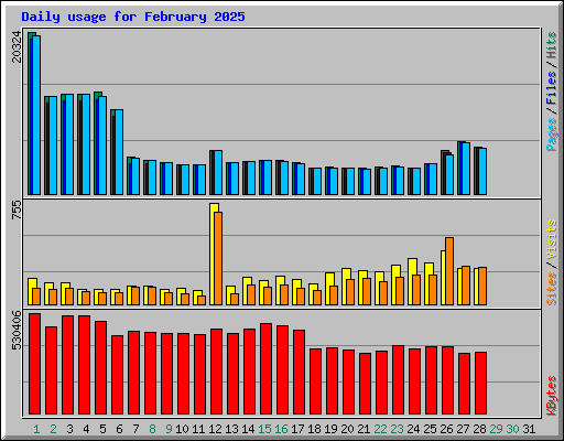 Daily usage for February 2025