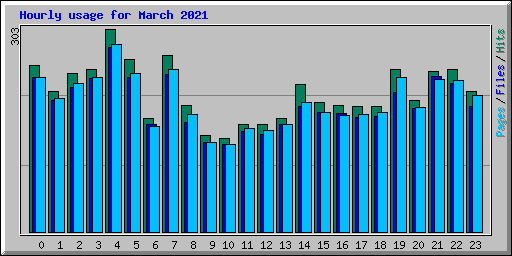 Hourly usage for March 2021